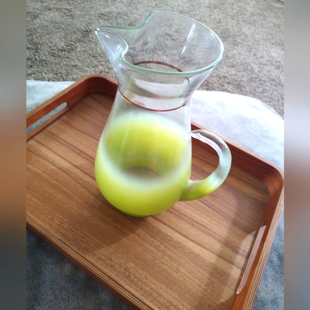 Vintage retro MCM Blendo Ombre lime green glass collectible pitcher